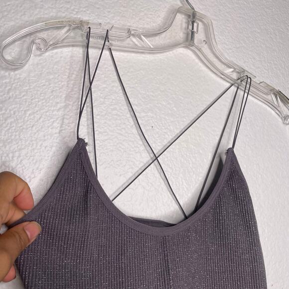Out From Under Urban Outfitters Womens Top Size L Gray Sparkly Cropped - Picture 6 of 8